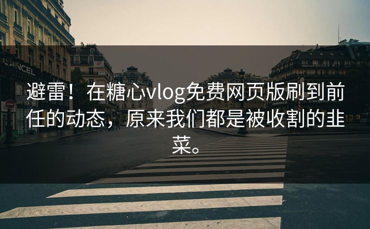 避雷！在糖心vlog免费网页版刷到前任的动态，原来我们都是被收割的韭菜。