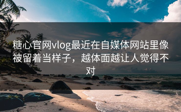 糖心官网vlog最近在自媒体网站里像被留着当样子，越体面越让人觉得不对
