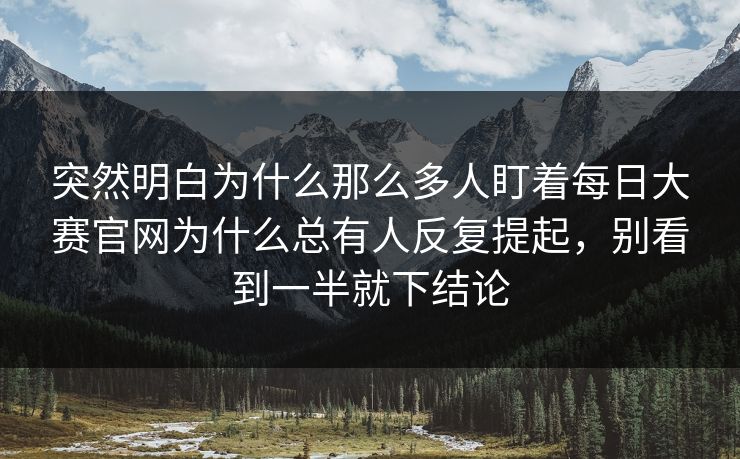 突然明白为什么那么多人盯着每日大赛官网为什么总有人反复提起，别看到一半就下结论